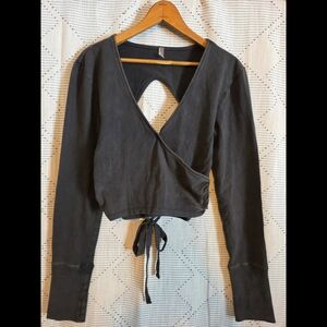 FP Movement by Free People Charcoal Wrap Crop Top